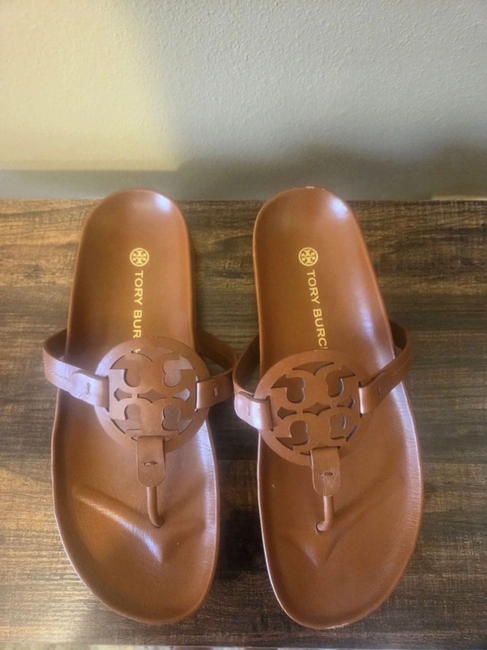 Tory Burch Miller Cloud Sandal Leather Logo Sandals in Brown